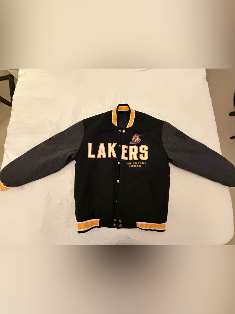 Brand New LA Lakers Reversible Wool Varsity Bomber Jacket - Men’s Medium